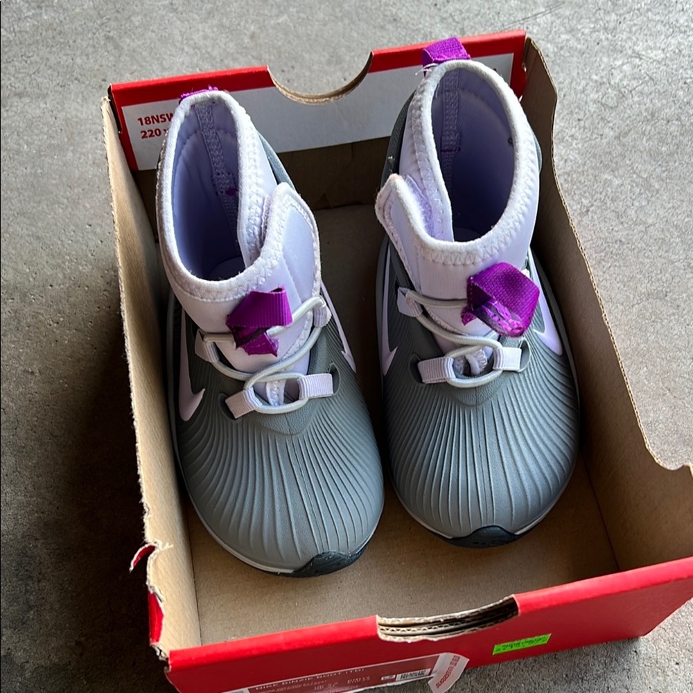 Nike Kids Gray and Purple Athletic Shoes